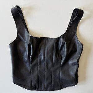 Abercrombie & Fitch Faux Leather Scoop Neck Tank Top – Size Small – Black